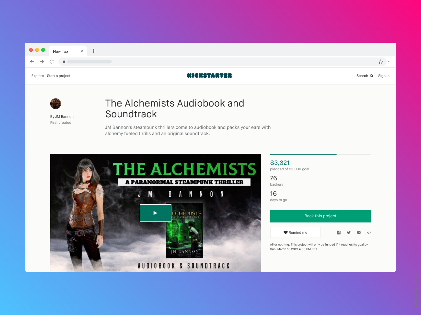 Why I used Kickstarter to fund my audiobook production